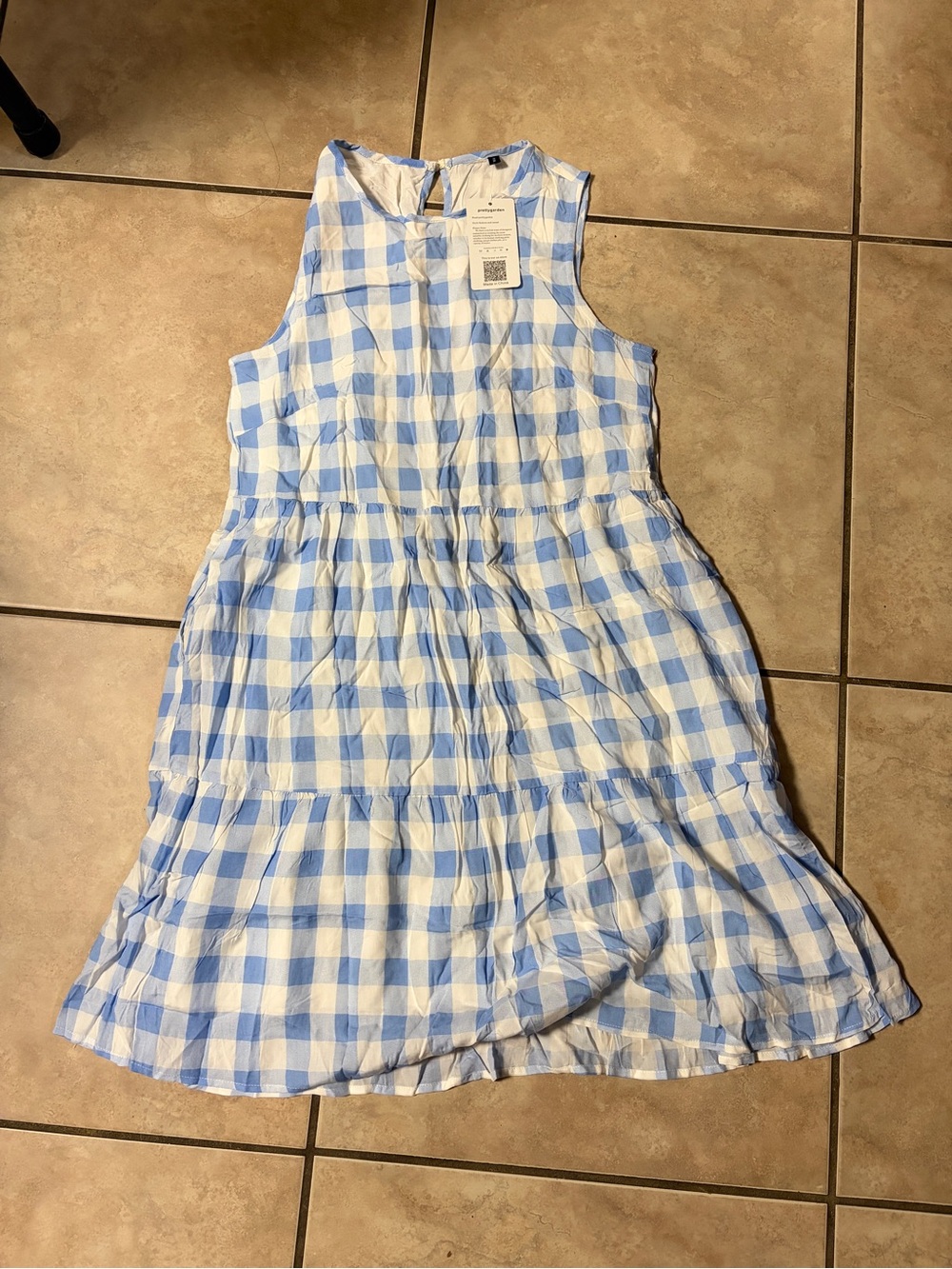 Sleeveless Blue and White Gingham Sundress
